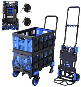 2 in 1 Folding Hand Truck with 2 Folding Baskets