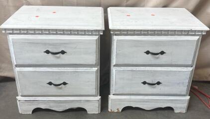 2 White Painted Endtables H 2&rsquo; W 1&rsquo; 9.25&rdquo; L 1&rsquo; 4&rdquo;