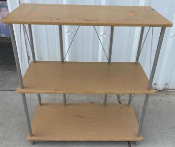 Wood and Metal Shelf H 2&rsquo; 10&rdquo; W 2&rsquo; 8&rdquo; L 1&rsquo; 4&rdquo;