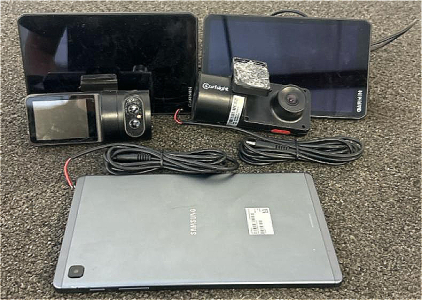 (2) Garmin Truck GPS Navigators, (2) Dash Cams, (1) Samsung Galaxy Tablet