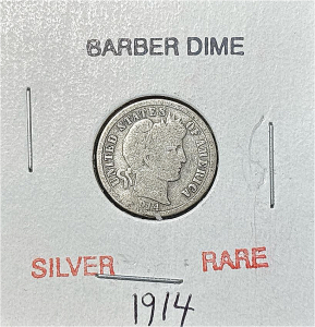 1914 Silver RARE Barber Dime