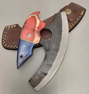 Handmade Ulu Knife By Hunting Hawk Inc With Leather Sheath- Brand New