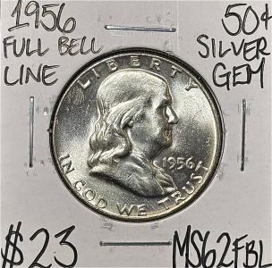 1956 MS62FBL FULL BELL LINE SILVER &frac12; $1
