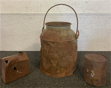 Vintage Milk Can And (2) Small Cans