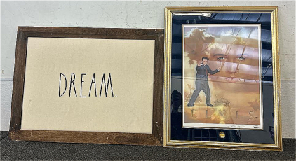 (1) Framed Cushion Canvas (32 Inches X 24 Inches) (1) Reprinted Framed Elvis Picture (28.5 Inches X 22.5 Inches)