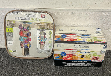 (1) Food Storage Set (50 Pieces) And (1) Smart Carousel Organizer