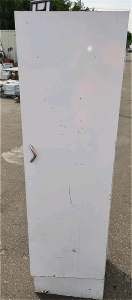 Metal Storage Locker, Light Blue Interior, White Exterior, 3 Shelves