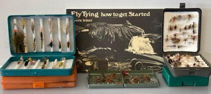 Fly Tying Starter Guide Including A Variety Of Fly Fishing Bait Hooks And Cases