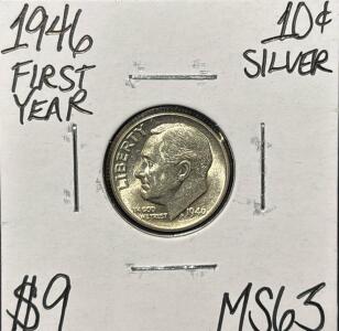 1946 MS63 SILVER MINT STATE ROOSEVELT.10c