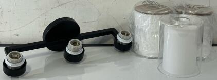 3-Light Bathroom Light Fixture, Black W/ Double Layered Glass