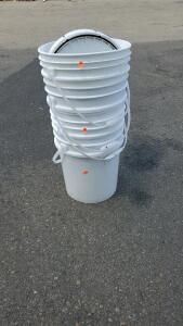 (4) Empty Painter Buckets With 3 Lids