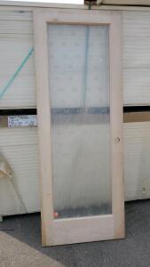 Raw Wood Door With Glass 30"x80"