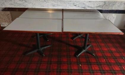 OFFSITE GREAT WALL RESTAURANT -- (4) 4'x 2&frac12;'x 2&frac12;' Restraunt Wooden Dining Tables w/ Metal Legs