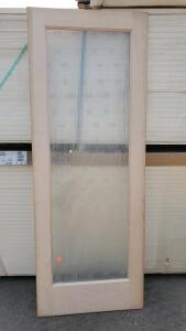 Raw Wood Door With Glass 30"x80"