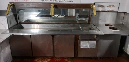 OFFSITE GREAT WALL RESTAURANT -- (1) 7&frac12;'Lx 3'Wx 4'9&frac12;"H Cold Food Line & (1) 1'10"Lx 3'Wx 2'9&frac12;" Rolling Pot Holder Cart