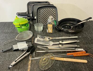 (6) Cooking Pans, Large Utensils, Cooking Tools & More