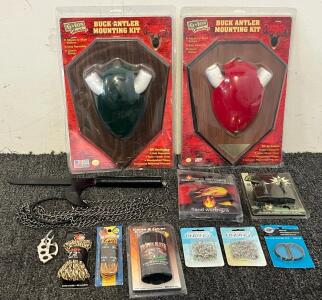(2) Buck Antler Mounting Kits, Kyoketsu-shoge, Hand Warmers, Scent Stick & More
