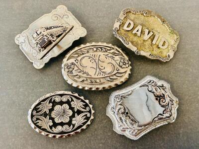 (5) Silver Toned Belt Buckles