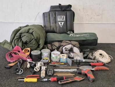 Light Speed Padded Mattress, Title Weight Vest, Full Body Sleeping Bag, Tent Screen Top, Garden Tools, Black & Decker Tools, Nails, And More!