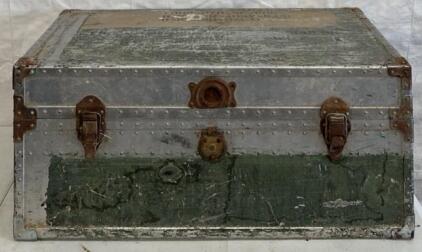 Vintage Metal Chest / 17&rdquo; L x 31&rdquo; W x 13.5&rdquo; H