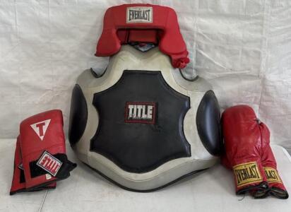 Everlast Boxing Gloves & Headgear, Title Platinum Body Protector, & Title Boxing Gloves