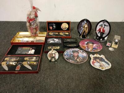 Lot of Elvis Presley Collectibles Including Knives, Watches, Belt Buckle And Much More