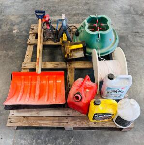 (2) Snow Shovels, Antifreeze/ Coolant, Tree Stand, Car Jacks, McCulloch Electric Chainsaw