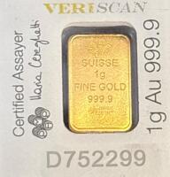 PAMP Suisse 1G Fine Gold 999.9 Bar - 2