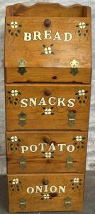 Antique Wooden Kitchen Storage Bin / 10.5&rdquo; L x 15.5&rdquo; W x 42&rdquo; H