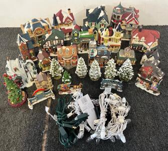 (2) Totes Of Christmas Porcelain Town Decor