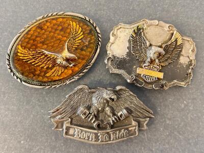 (3) Beautiful "Eagle" Belt Buckles