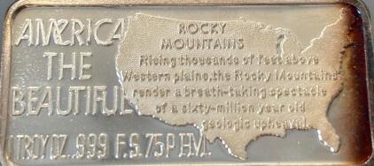 &ldquo;America The Beautiful&rdquo; Troy 1oz .999 Silver &ldquo;Rocky Mountains&rdquo; Bar