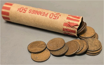 Roll Of Collectible Wheat Pennies