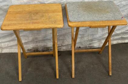 (2) Wooden Folding Side Tables / 14.5&rdquo; L x 19&rdquo; W x 26&rdquo; H