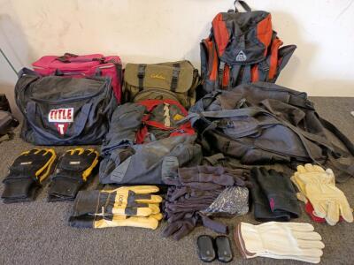 Cabela's Camping Bag, (2) Camp Backpacks, Title Boxing Bag, Spider Gloves, Electronic Hand Warmer, And Much Much More