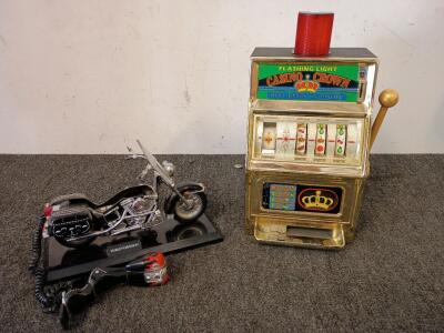 Vintage Casino Crown Slot Machine, Vintage Harley Davidson Telephone