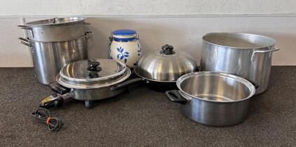 Royal Prestige Electric Skillet, Stock Pots, Pans, And Cookie Jar