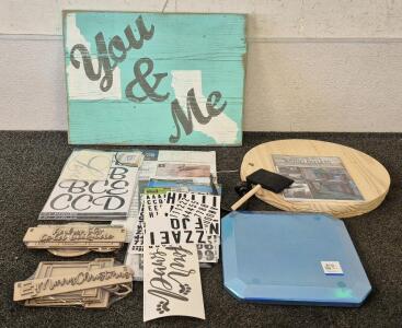 Crafters Stencil Bundle! (3) Wooden Sign, Light Up Tracer, Craft Book, (15) Assorted Stencils