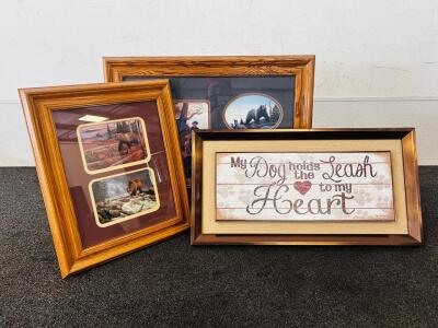 (3) Wall Art Pictures, (2) Bear Pictures, And (1) Dog Sign