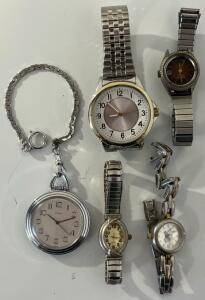 (4) Wrist Watches & Pocket Watch