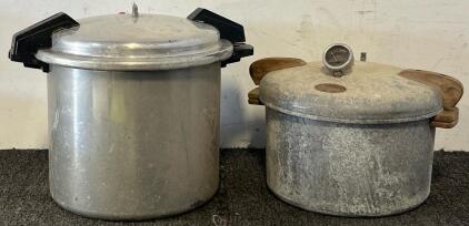 Vintage National No. 7 Cast Aluminum Pressure Cooker & Presto Aluminum Pressure Cooker