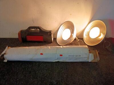 (2) Heat Lamps With Clamps, Emergency Flashing 3-1 Flashlight, Caribbean Hammock