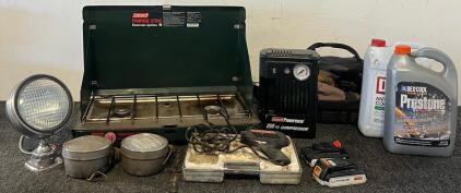 Coleman Propane Stove, Coleman Compressor, Antifreeze, (2) 20V Batteries & More
