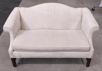 A (White) Camel Back Chinese Chippendale Sofa Loveseat