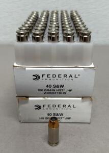 (100 Rounds) Federal Ammunition HST 40 S&W 180 Grain JHP