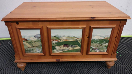A 3'x 21"x 21&frac12;" Vintage 3-Piece Painting Cedar Chest