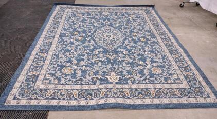 9'8"x 7'10&frac12;" Hand Tuffed Blue Floral Patterned Area Rug