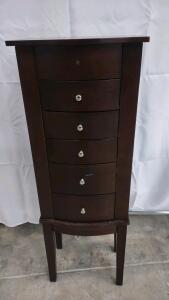 14&frac14;"x 11"x 40&frac12;" Standing Dark Wooden Jewelry Box