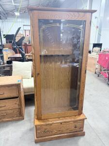 (1) Glass Door Gun Cabinet- With Key- 66&rdquo;Tx29&rdquo;Wx13&rdquo;D