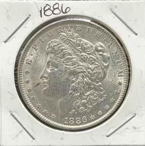 1886 Morgan Dollar Coin, Philadelphia Mint, Silver Content